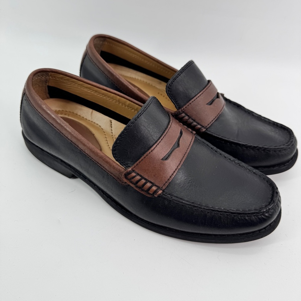 Giorgio Brutini Gel Tech Comfort Leather Loafers Black Brown Men 9 Shock Absorb - Picture 1 of 13